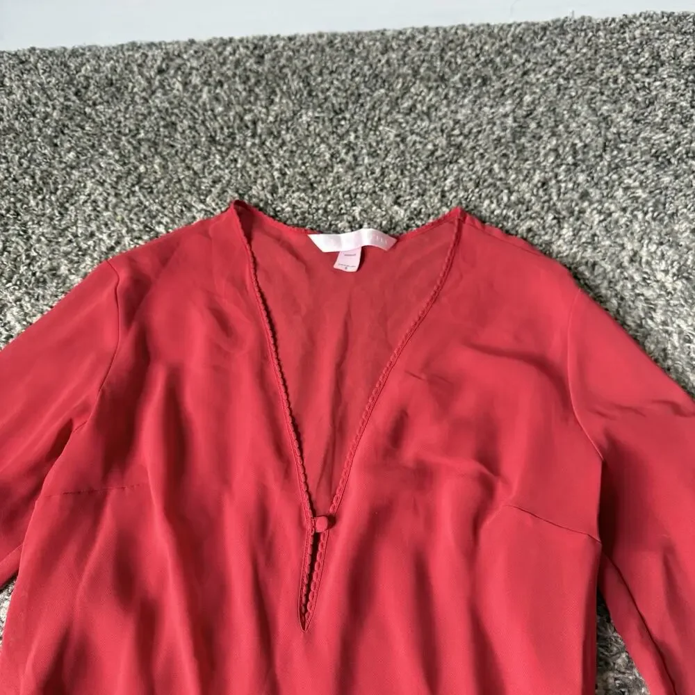 Vintage Y2K Victoria’s Secret Sheer Slip Nightgown Red S Longsleeves Mini Dress